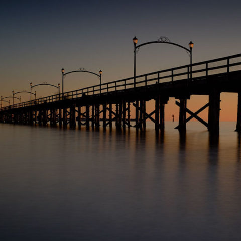 white rock pier at sunset